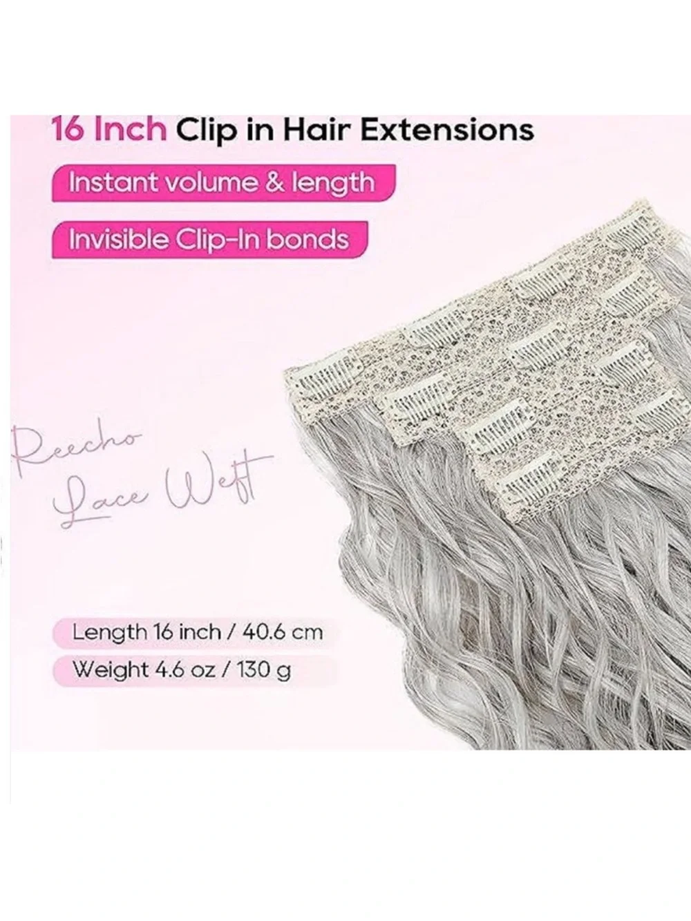 Curly Hair Extensions, 4PCS 16 inch Clip in Hair Extensions Lace Weft Short Curl